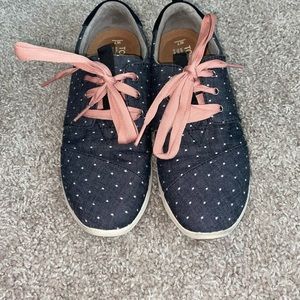 Toms pink and blue shoes